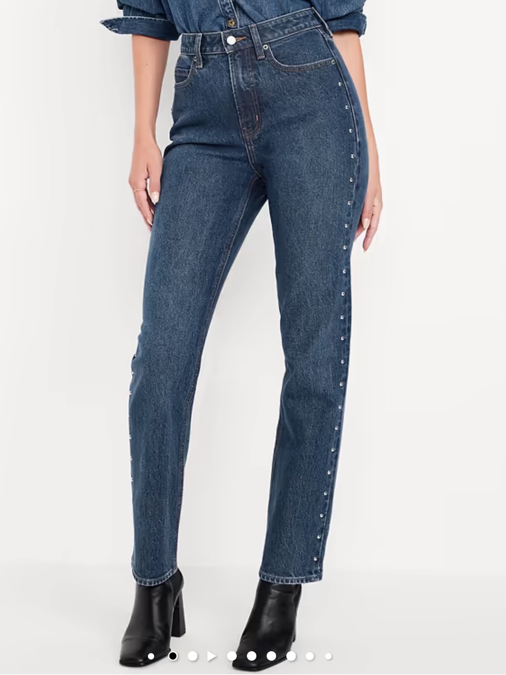 Old Navy Extra High Rise Studded Straight Jeans Size 12